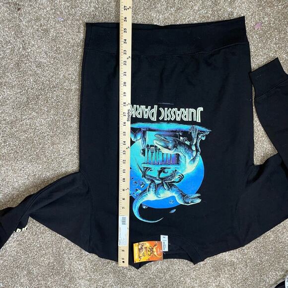 Just Hoods brand Jurassic Park sweatshirt hoodie NEW black dinosaur unisex SZ XS - Picture 3 of 6